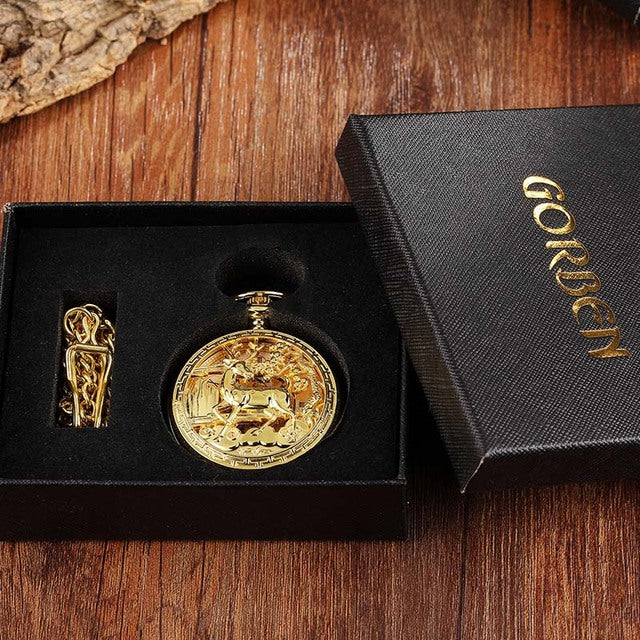 Unisex Golden Sliver Bronze Hollow Goat Deer Mechanical Pocket FOB Watch - Unisex Style Watches - DYAVOR®