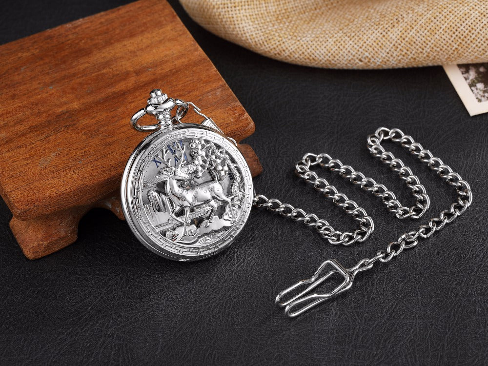 Unisex Golden Sliver Bronze Hollow Goat Deer Mechanical Pocket FOB Watch - Unisex Style Watches - DYAVOR®