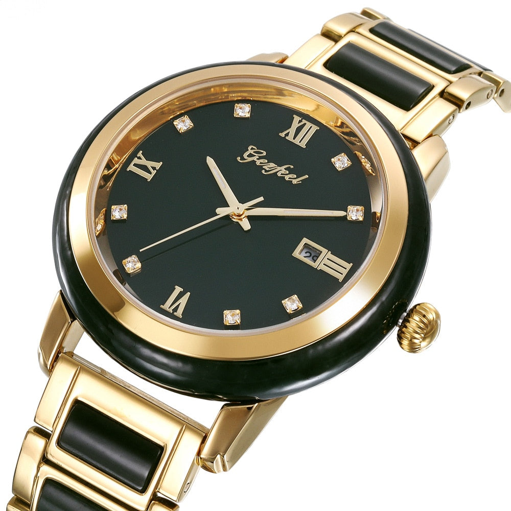 Unisex Jade Dark Green Dial Stainless Steel Quartz Waterproof Watch - Unisex Style Watches - DYAVOR®