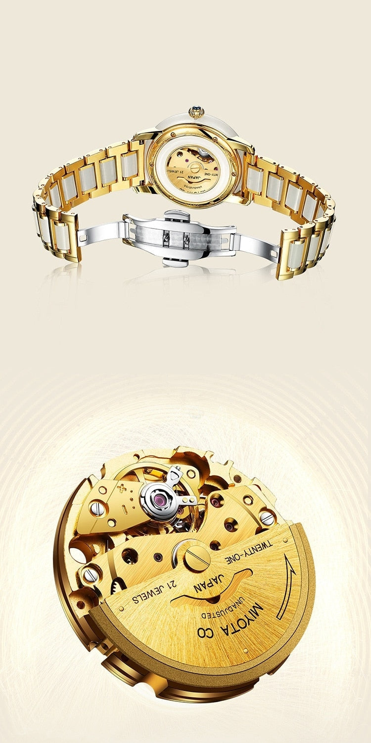 Unisex Jade Diamond Automatic Mechanical Hollow Emerald Wrist Watch - Unisex Style Watches - DYAVOR®