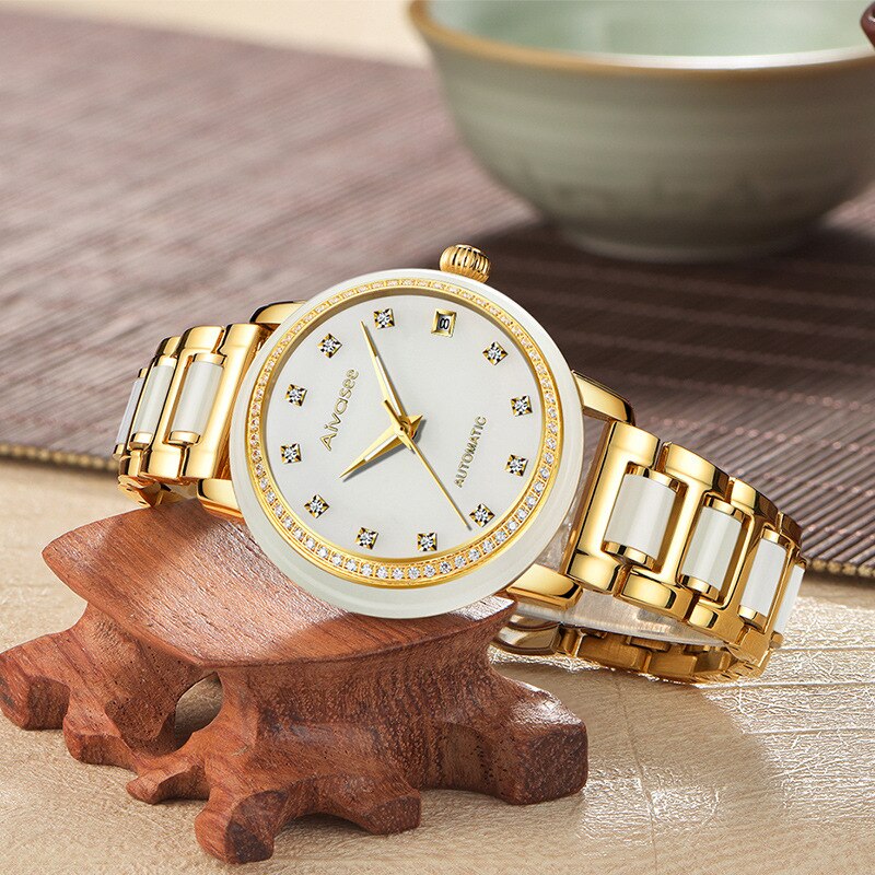 Unisex Natural White Jade Automatic Mechanical Luminous Hand Watch - Unisex Style Watches - DYAVOR®
