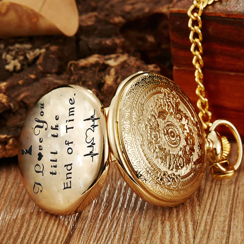 Unisex Quartz Movement I Love You Laser Engraved Pocket Watch - Unisex Style Watches - DYAVOR®