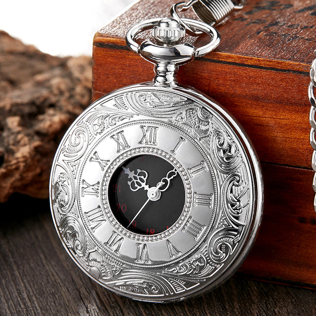 Unisex Retro Steampunk Silver Roman Numeral Quartz Pocket Watch - Unisex Style Watches - DYAVOR®