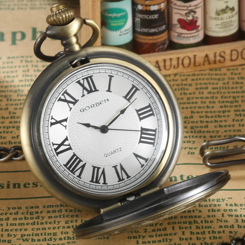 Unisex Retro Vintage Antique Roman Number Pocket Watch With Chain - Unisex Style Watches - DYAVOR®