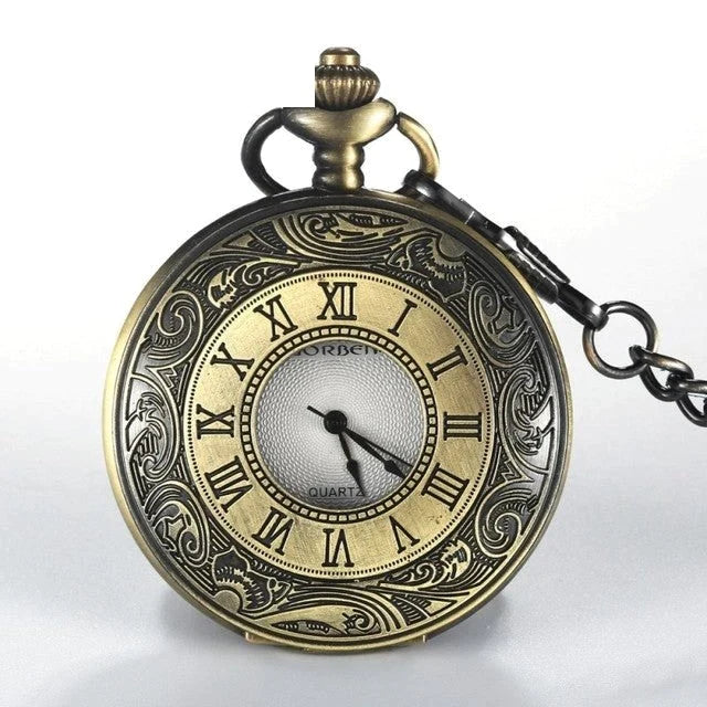 Unisex Retro Vintage Antique Roman Number Pocket Watch With Chain - Unisex Style Watches - DYAVOR®