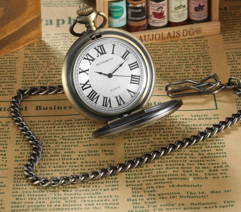 Unisex Retro Vintage Antique Roman Number Pocket Watch With Chain - Unisex Style Watches - DYAVOR®