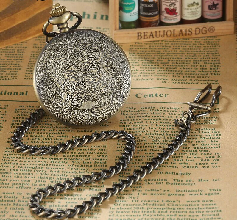 Unisex Retro Vintage Antique Roman Number Pocket Watch With Chain - Unisex Style Watches - DYAVOR®