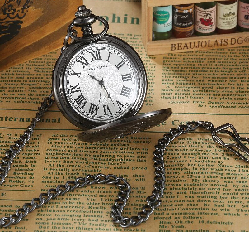 Unisex Retro Vintage Antique Roman Number Pocket Watch With Chain - Unisex Style Watches - DYAVOR®