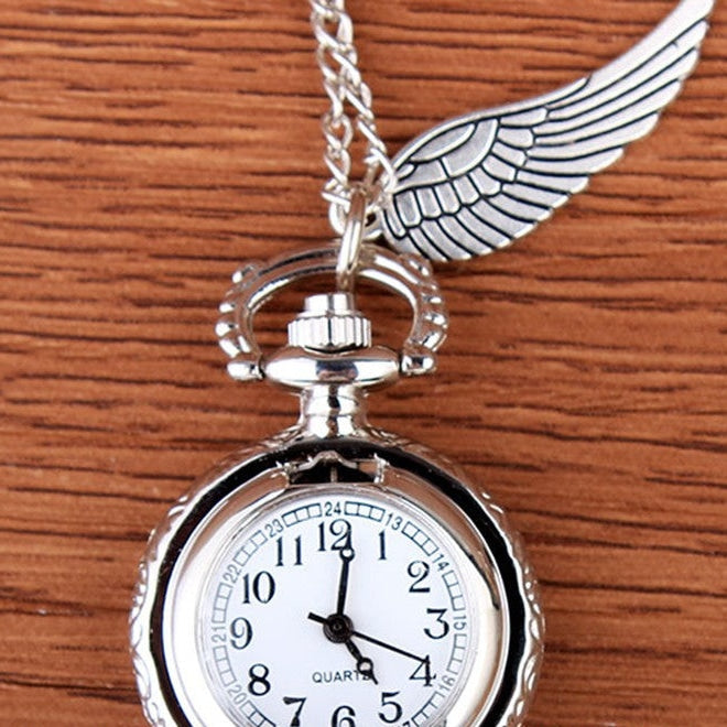 Unisex Silver Mini Carving Wings Necklace Chain Pendant Pocket FOB Watch - Unisex Style Watches - DYAVOR®