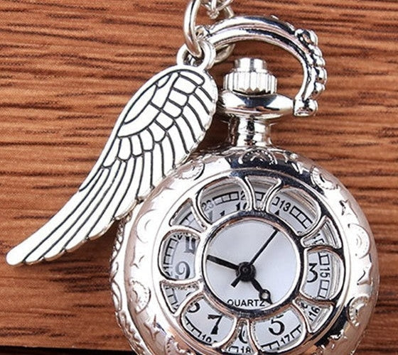 Unisex Silver Mini Carving Wings Necklace Chain Pendant Pocket FOB Watch - Unisex Style Watches - DYAVOR®