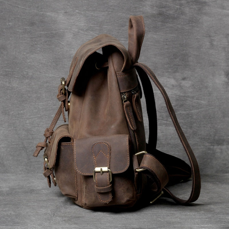 Unisex Vintage Designer Handmade Crazy Horse Leather Backpack - Backpacks - DYAVOR®