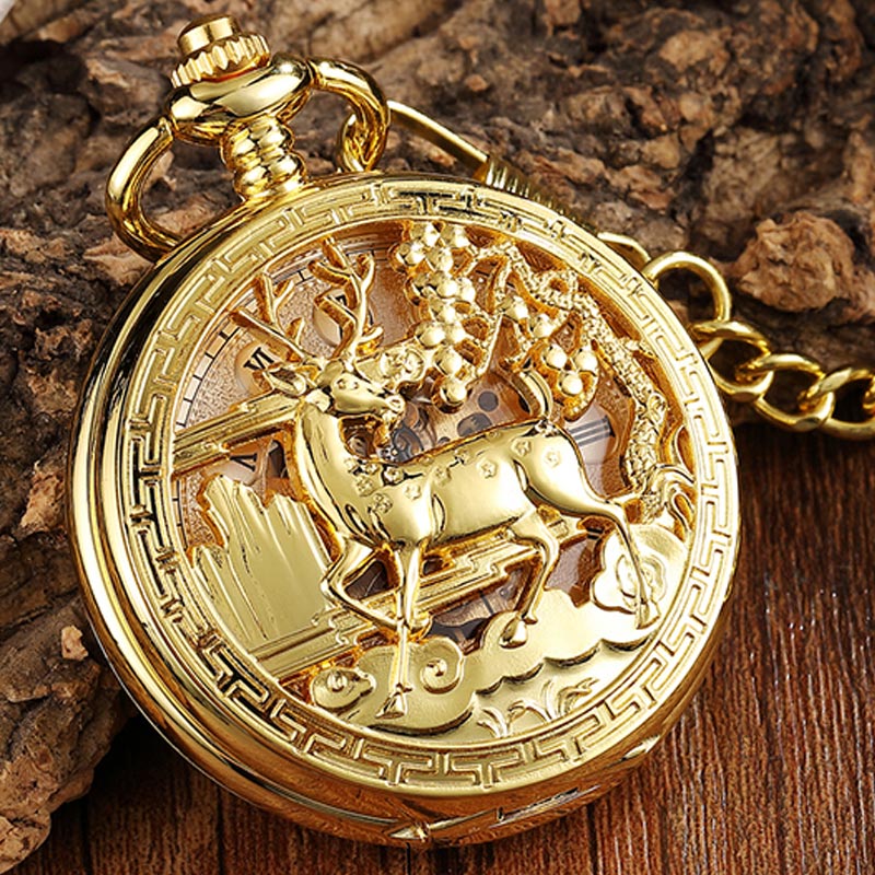 Unisex Vintage Double Side Steampunk Hollow Deer Pattern Fob Pocket Watch - Unisex Style Watches - DYAVOR®