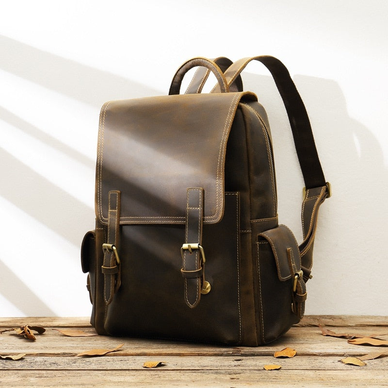 Unisex Vintage Genuine Leather Crazy Horse Daypack Designer Backpack - Backpacks - DYAVOR®
