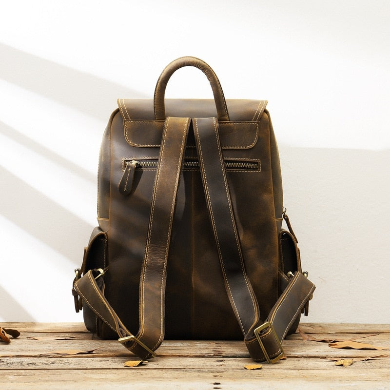 Unisex Vintage Genuine Leather Crazy Horse Daypack Designer Backpack - Backpacks - DYAVOR®