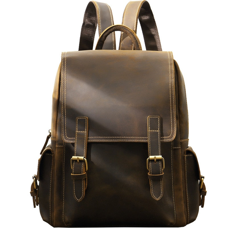 Unisex Vintage Genuine Leather Crazy Horse Daypack Designer Backpack - Backpacks - DYAVOR®
