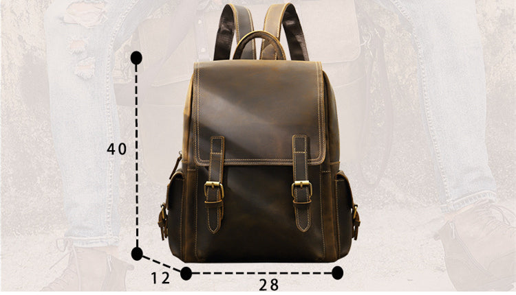 Unisex Vintage Genuine Leather Crazy Horse Daypack Designer Backpack - Backpacks - DYAVOR®