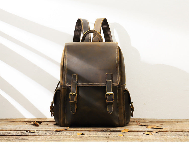 Unisex Vintage Genuine Leather Crazy Horse Daypack Designer Backpack - Backpacks - DYAVOR®