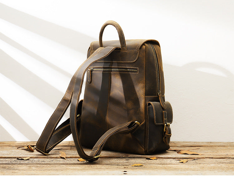 Unisex Vintage Genuine Leather Crazy Horse Daypack Designer Backpack - Backpacks - DYAVOR®