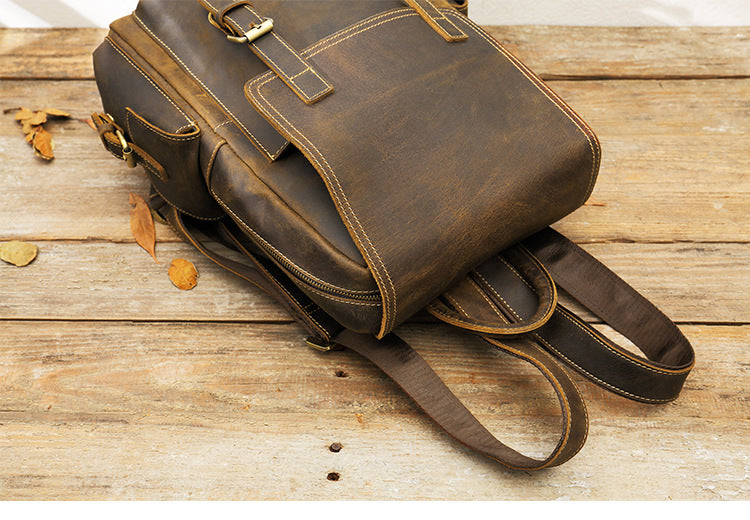 Unisex Vintage Genuine Leather Crazy Horse Daypack Designer Backpack - Backpacks - DYAVOR®