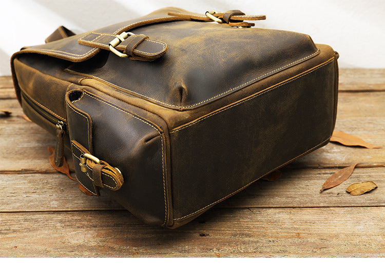 Unisex Vintage Genuine Leather Crazy Horse Daypack Designer Backpack - Backpacks - DYAVOR®