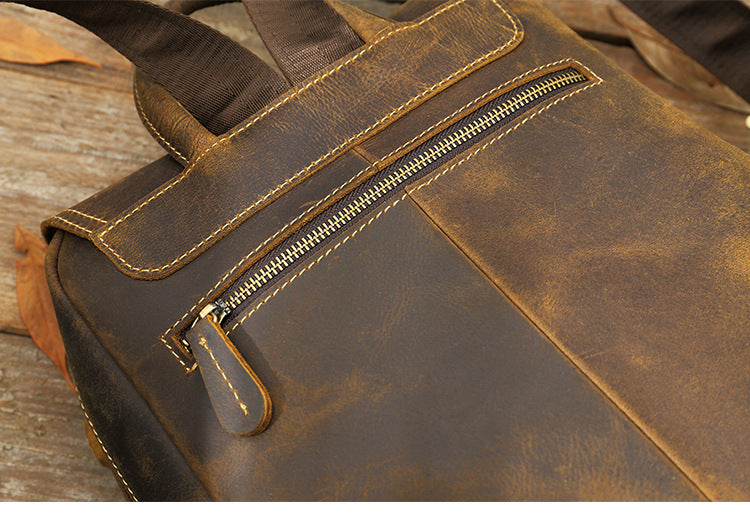 Unisex Vintage Genuine Leather Crazy Horse Daypack Designer Backpack - Backpacks - DYAVOR®