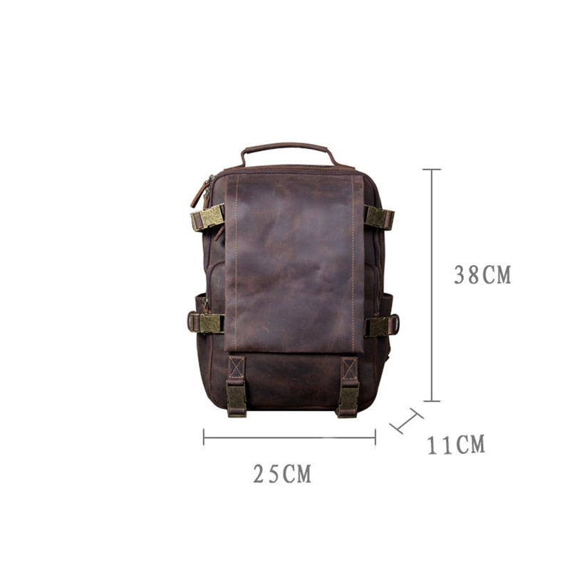 Unisex Vintage Handmade Crazy Horse Genuine Leather Laptop Backpack - Backpacks - DYAVOR®