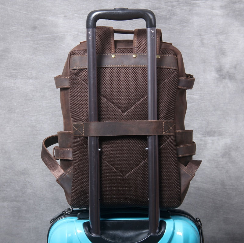 Unisex Vintage Handmade Crazy Horse Genuine Leather Laptop Backpack - Backpacks - DYAVOR®