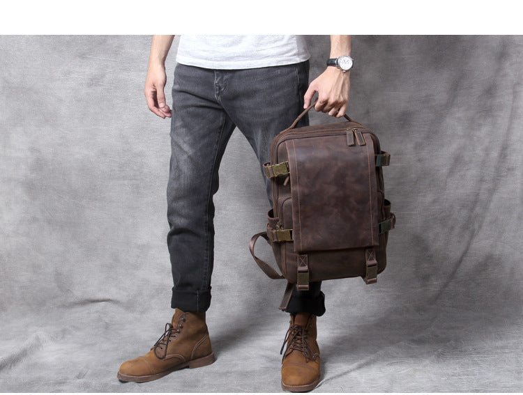 Unisex Vintage Handmade Crazy Horse Genuine Leather Laptop Backpack - Backpacks - DYAVOR®
