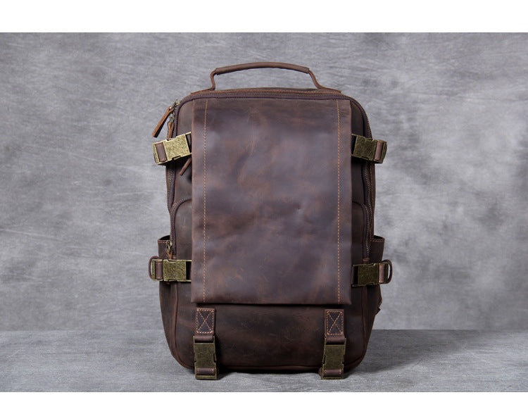 Unisex Vintage Handmade Crazy Horse Genuine Leather Laptop Backpack - Backpacks - DYAVOR®