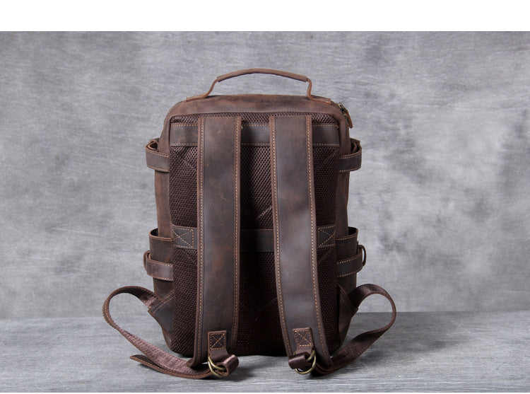 Unisex Vintage Handmade Crazy Horse Genuine Leather Laptop Backpack - Backpacks - DYAVOR®