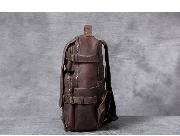 Unisex Vintage Handmade Crazy Horse Genuine Leather Laptop Backpack - Backpacks - DYAVOR®