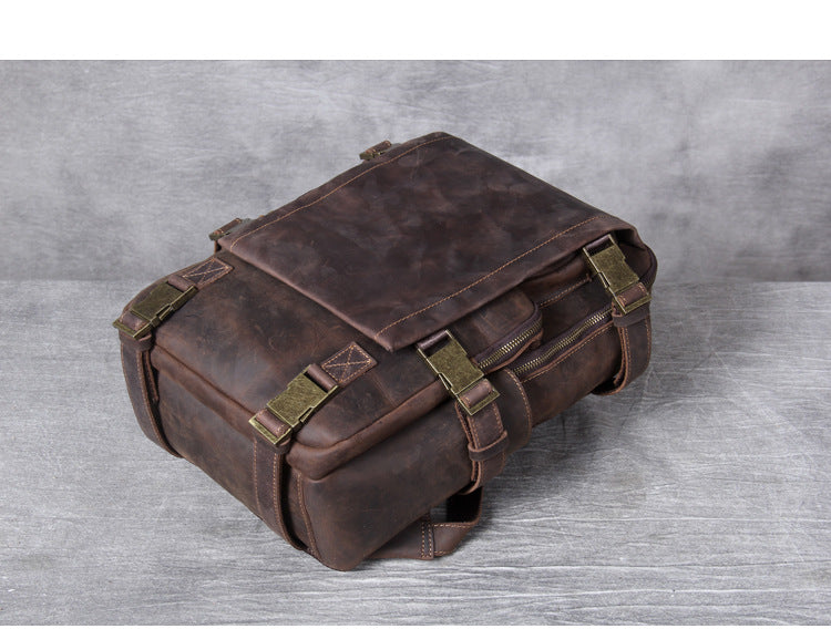Unisex Vintage Handmade Crazy Horse Genuine Leather Laptop Backpack - Backpacks - DYAVOR®