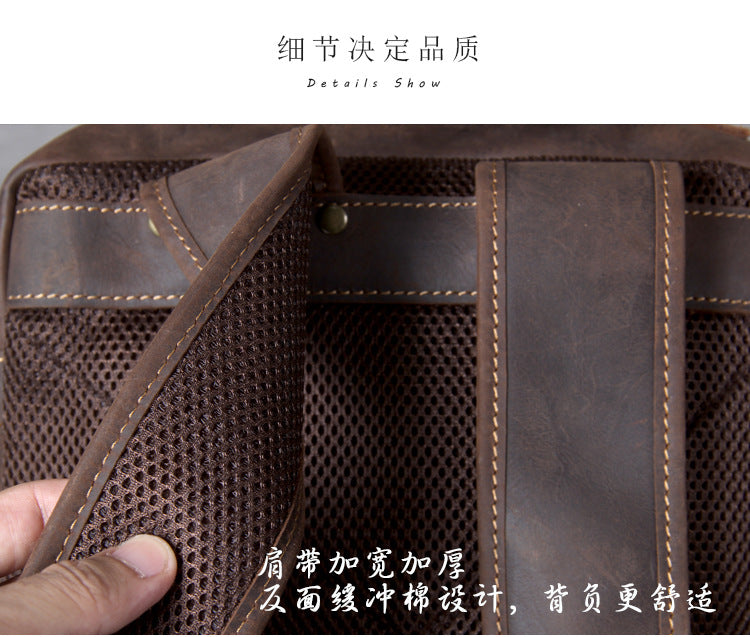Unisex Vintage Handmade Crazy Horse Genuine Leather Laptop Backpack - Backpacks - DYAVOR®