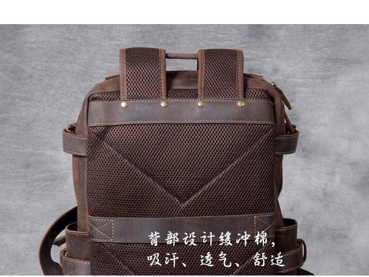Unisex Vintage Handmade Crazy Horse Genuine Leather Laptop Backpack - Backpacks - DYAVOR®
