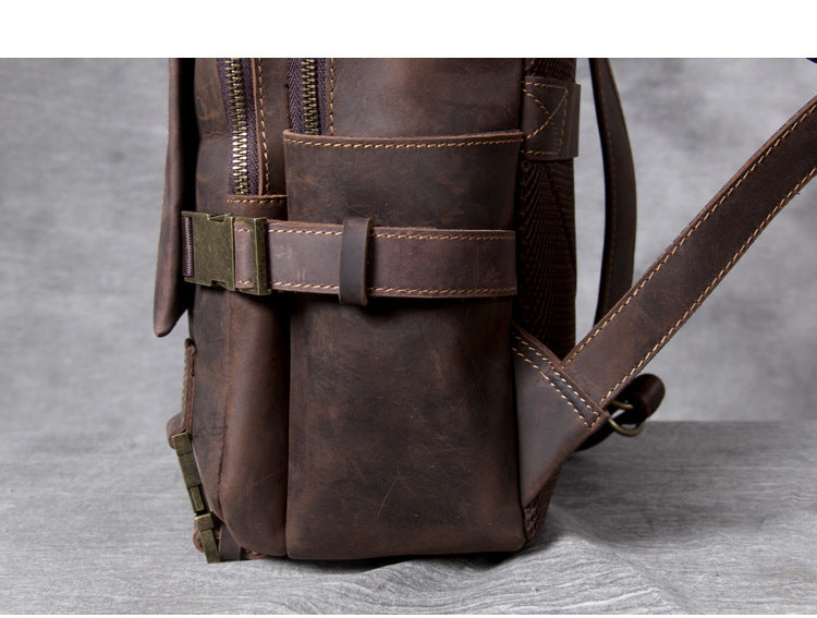 Unisex Vintage Handmade Crazy Horse Genuine Leather Laptop Backpack - Backpacks - DYAVOR®
