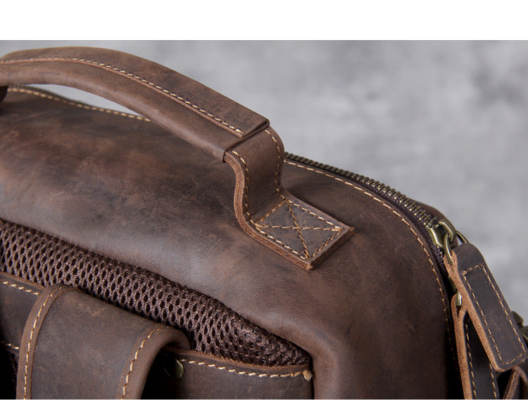 Unisex Vintage Handmade Crazy Horse Genuine Leather Laptop Backpack - Backpacks - DYAVOR®