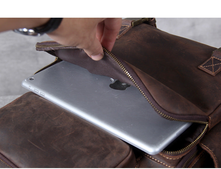 Unisex Vintage Handmade Crazy Horse Genuine Leather Laptop Backpack - Backpacks - DYAVOR®