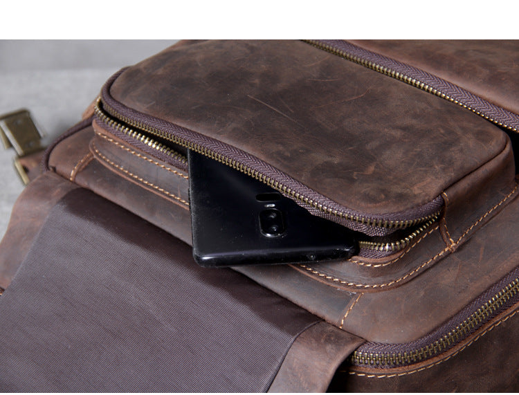 Unisex Vintage Handmade Crazy Horse Genuine Leather Laptop Backpack - Backpacks - DYAVOR®