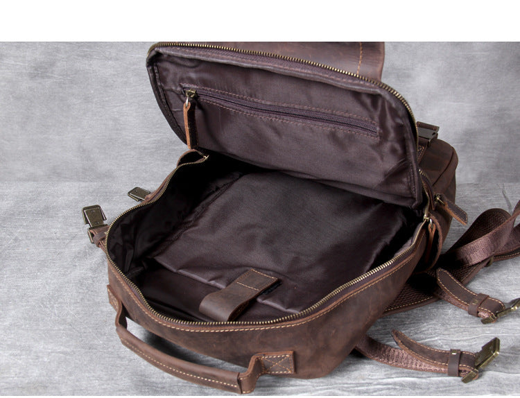 Unisex Vintage Handmade Crazy Horse Genuine Leather Laptop Backpack - Backpacks - DYAVOR®