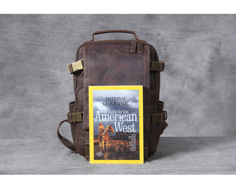Unisex Vintage Handmade Crazy Horse Genuine Leather Laptop Backpack - Backpacks - DYAVOR®