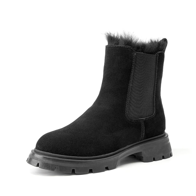 Alberti Women's Suede Leather Chelsea Black Boots - Boots - DYAVOR®