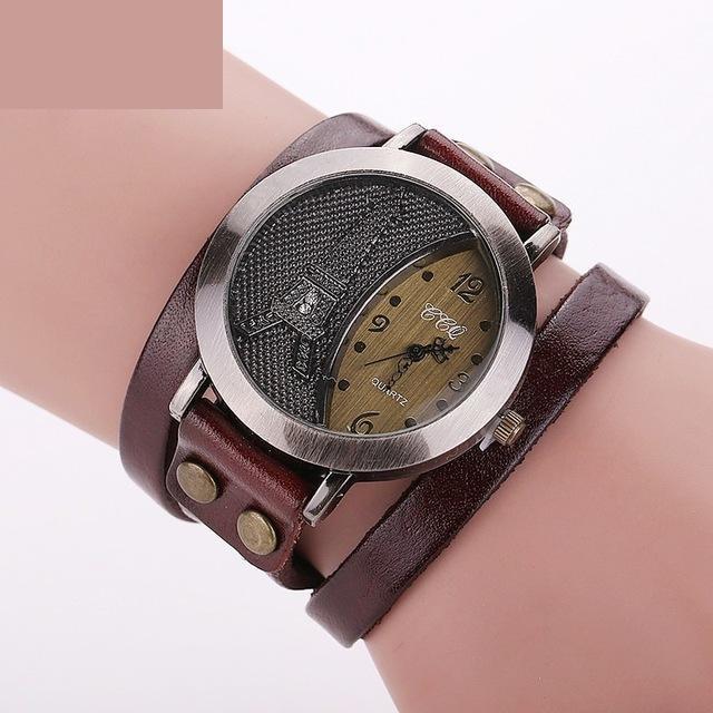 Vintage Casual Tower Genuine Leather Bracelet Watches for Women - Watches for Women - DYAVOR®