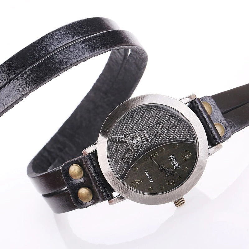 Vintage Casual Tower Genuine Leather Bracelet Watches for Women - Watches for Women - DYAVOR®