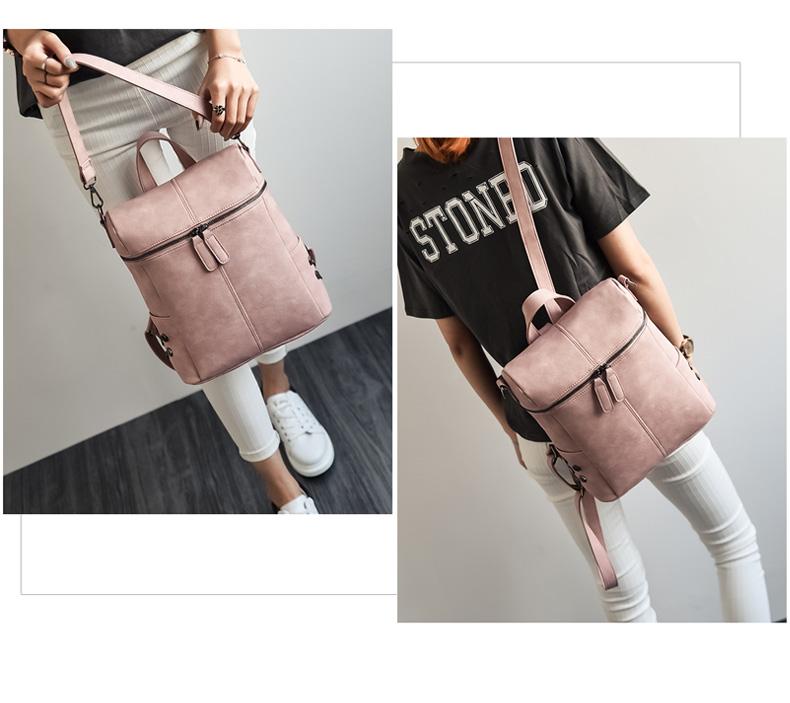 Vintage Fashion Solid Synthetic Leather School Backpacks for Teenage Girls - Backpacks - DYAVOR®