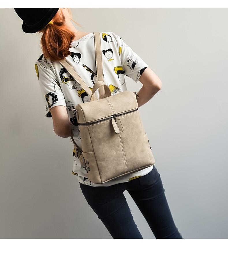 Vintage Fashion Solid Synthetic Leather School Backpacks for Teenage Girls - Backpacks - DYAVOR®
