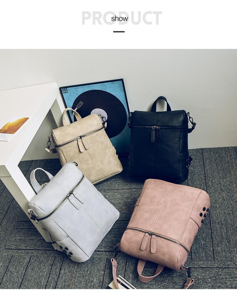 Vintage Fashion Solid Synthetic Leather School Backpacks for Teenage Girls - Backpacks - DYAVOR®