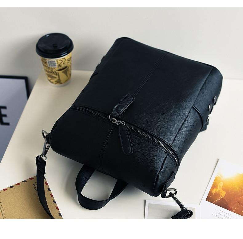 Vintage Fashion Solid Synthetic Leather School Backpacks for Teenage Girls - Backpacks - DYAVOR®