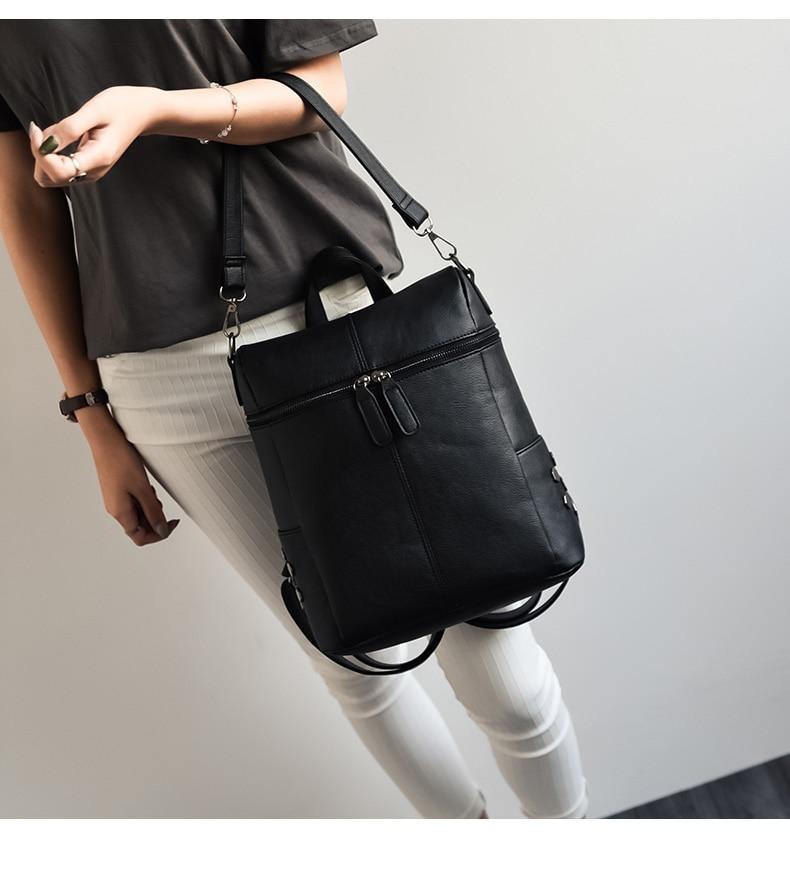 Vintage Fashion Solid Synthetic Leather School Backpacks for Teenage Girls - Backpacks - DYAVOR®
