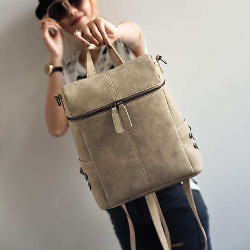 Vintage Fashion Solid Synthetic Leather School Backpacks for Teenage Girls - Backpacks - DYAVOR®