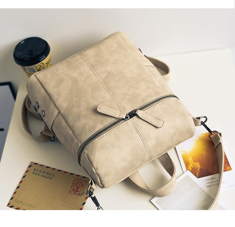 Vintage Fashion Solid Synthetic Leather School Backpacks for Teenage Girls - Backpacks - DYAVOR®